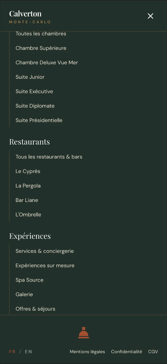 Menu de navigation mobile