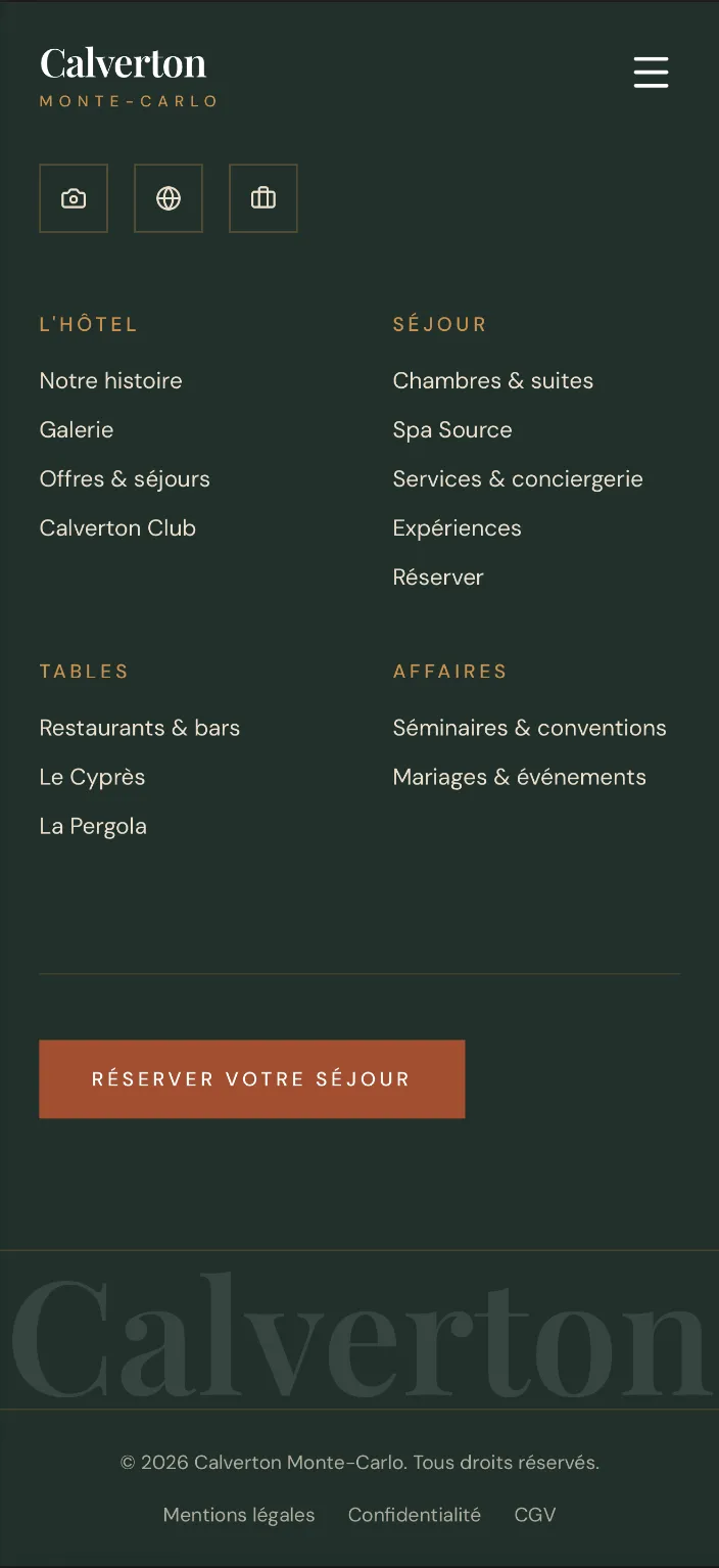 Pied de page et méga-menu