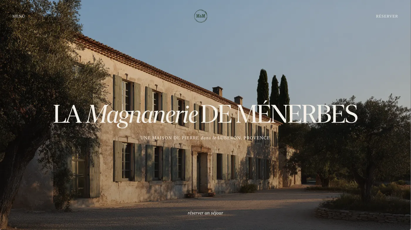 Aperçu : page d'accueil de La Magnanerie de Ménerbes