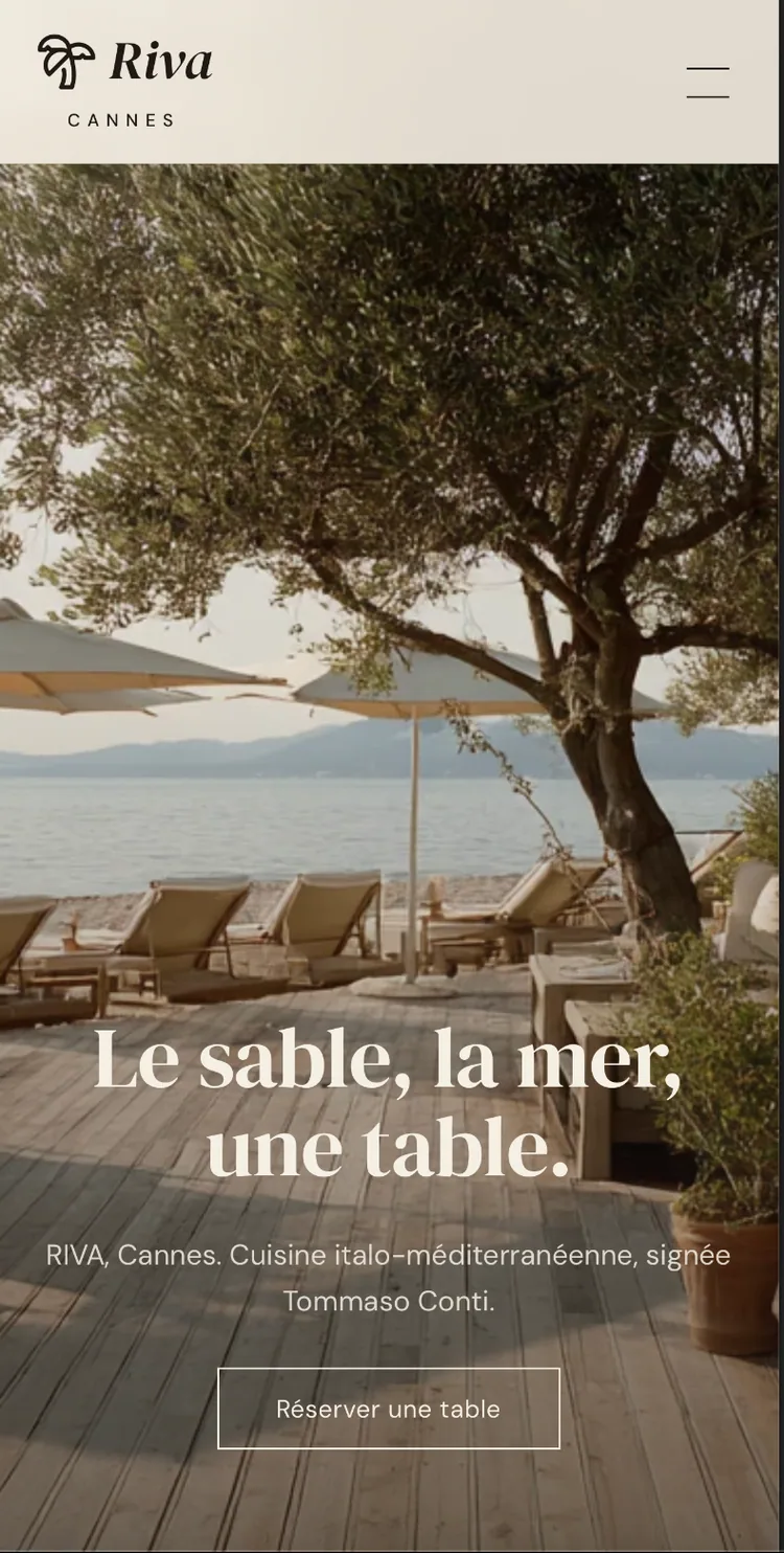 Aperçu mobile du site RIVA.